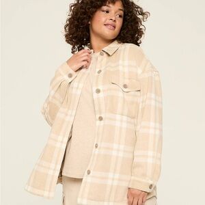 Lane Bryant Button-Front Plaid Shacket
